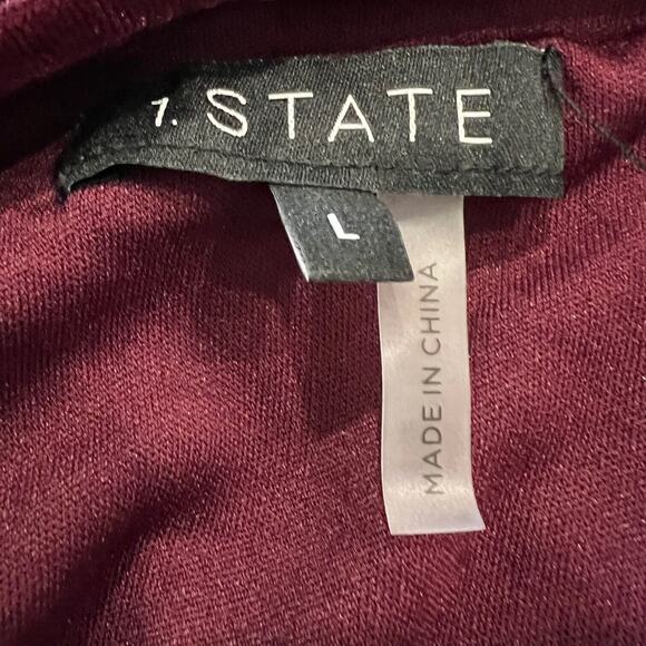 1. State Velvet Slip Dress Large Midi Dark Wine Draped Neck Spaghetti Straps - Picture 5 of 7